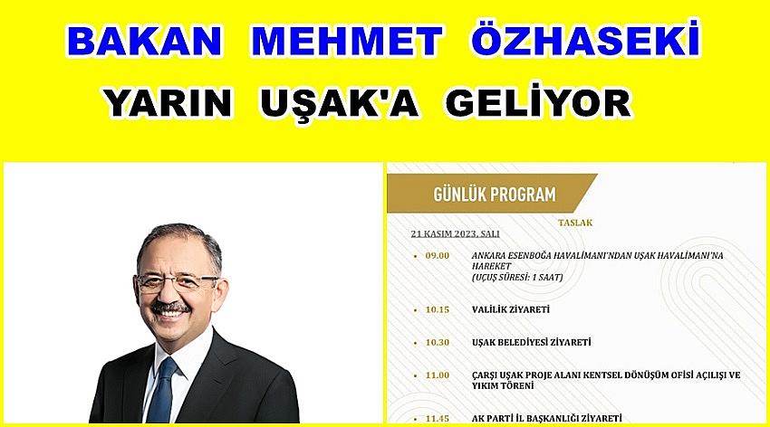 Bakan Mehmet Özhaseki Yarın Uşak’a Geliyor.