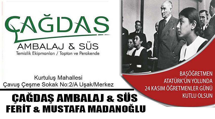 Çağdaş Ambalaj & Süs Firma Sahibi Ferit Madanoğlu & Mustafa Madanoğlu’nun 24 Kasım Öğretmenler Günü Kutlama Mesajı