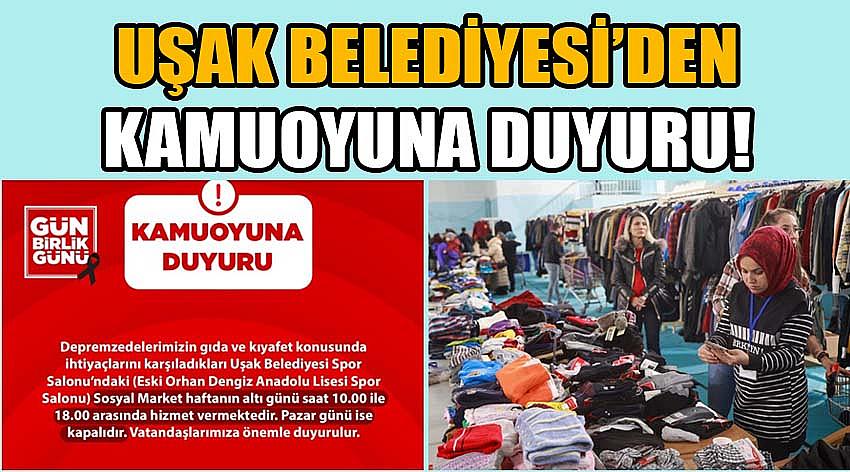 Uşak Belediyesi’den Kamuoyuna Duyuru!